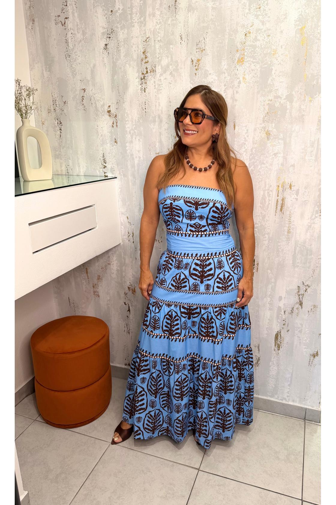 Strapless Printed Maxi Dress